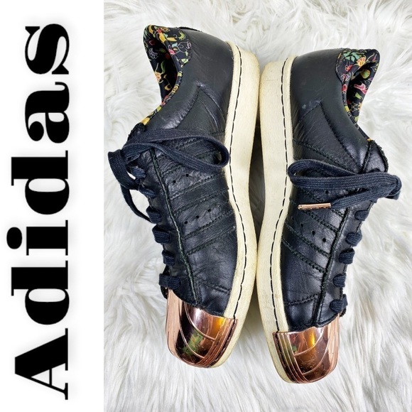 ADIDAS LIMITED EDITION Superstar 80s Rose Gold Black Leather Sneakers, Men’s 6.5 - Picture 3 of 14